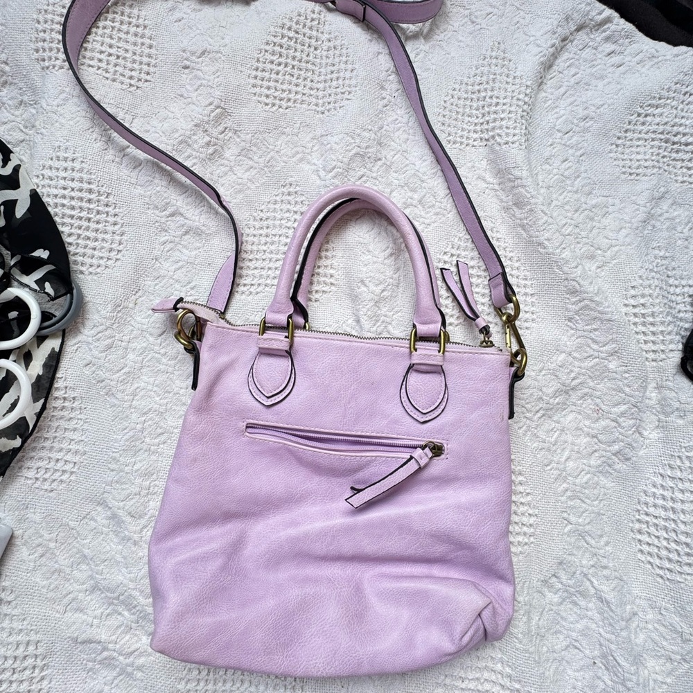 💜 Merona Lilac Tote / Crossbody Bag – Soft Faux Leather Everyday Purse